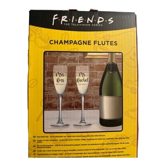 Friends TV Series‎ Champagne Flutes Mr. & Mrs. Rachel Ross Wedding Gift - Picture 5 of 6